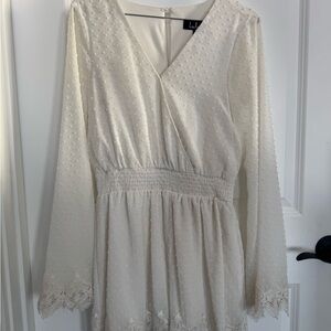 Lulu's Cream Long Sleeve Jumpsuit